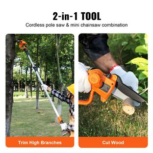 Motosega a Palo Senza Fili 20V 2Ah con Cavo da 1,5m, Capacità di Taglio 5'', Portata 8 Piedi, Mini Motosega di Grado Industriale per Taglio del Legno - Product Image 2