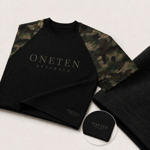 Custom Logo Men's Black Camouflage <b>Raglan</b> <b>Sleeve</b> <b>T</b>-<b>Shirt</b> Regular Fit Eco-Friendly Screen Printed Jersey Cotton O-Neck Printed - Product Image 3