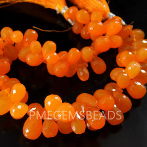 ลูกปัดหินแคลเซโดนีสีส้มทรงหยดน้ำขนาด 9 นิ้ว 10x6 มม. ประมาณนี้ ขายส่งสำหรับทำเครื่องประดับทำมือ - Product Image 1