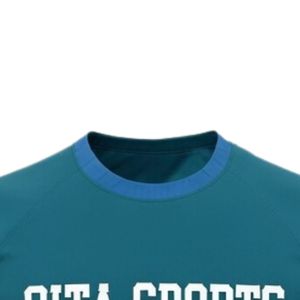 เสื้อเจอร์ซีย์เน็ตบอลแบบซับลิเมชั่นสีเขียวอมฟ้าเข้ม-ขาว สำหรับทุกเพศ ผลิตจากโพลีเอสเตอร์ แขนสั้น เหมาะสำหรับทีมกีฬา ชุดฝึกซ้อม และชุดยูนิฟอร์ม - Product Image 3