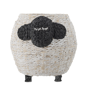 Handmade Water Hyacinth <b>Storage</b> Basket Sheep Shape Cartoon Kids Toy Organizer Natural Fiber Round Standing Type Bedroom Use - Product Image 4