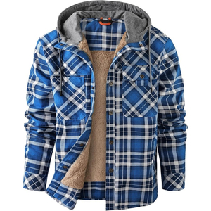 <b>Mens</b> Workwear <b>Flannel</b> Shirt <b>Jacket</b> with Hoodie Durable Heavyweight Plaid <b>Flannel</b> Shirts Bulk Wholesale Direct Rate - Product Image 6