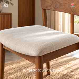 Silla de Comedor de Madera de Teca Sólida de Estilo Mid-Century con Asiento Tapizado, Silla Moderna de Madera para Restaurante, Hotel o Cafetería - Product Image 2