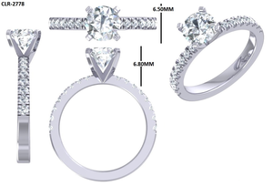 Bague de fiançailles en diamant cultivé en laboratoire, taille ronde, 1 carat, pour femme, bague de mariage en diamant, or blanc massif 14 carats, cadeau de la Saint-Valentin - Product Image 6