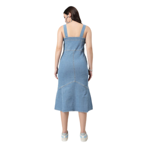 Vestido Largo Vaquero de Moda para Mujer, con Botones al Frente, Ropa Casual al por Mayor, Fabricante de Ropa - Product Image 3