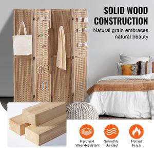 Biombo Plegable de Madera de 4 Paneles y 66.9 Pulgadas de Alto, Tallado, para Interiores, con Privacidad, para Decoración de Interiores - Product Image 4