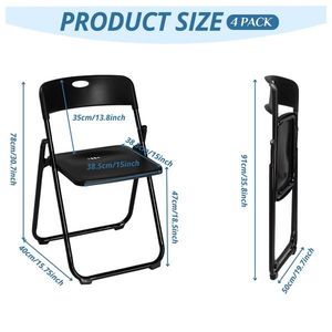 Set di 4 Sedie Pieghevoli in Plastica Commerciali - Impilabili, Portatili, per Interni/Esterni, Casa/Eventi, Feste, Picnic - Product Image 1