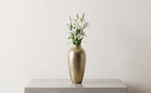 Contemporary Minimalist <b>Gold</b> <b>Vase</b> Texture Casting Art Sculptural Decor Set Item Bulk - Product Image 2