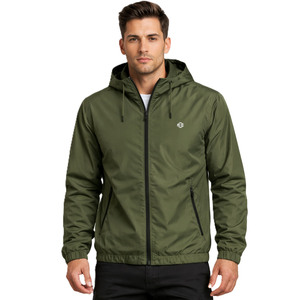 Solid Lightweight Hooded Windbreaker <b>jacket</b> for <b>men</b> Custom Logo Streetwear Zip Up High Quality Wholesale Low MOQ Supply - Product Image 5