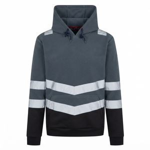 Sweat-shirt à capuche haute visibilité pour homme, orange marine, bandes réfléchissantes, en molleton 100 % coton, coupe oversize, écologique - Product Image 5