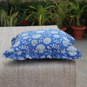 Housse de coussin bohème à imprimé bloc avec volants, faite à la main en coton, coussin décoratif bohème vintage pour la maison - Product Image 4