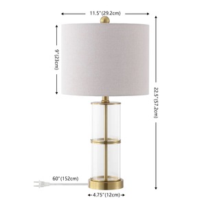 Minimalist Solid Brass <b>Table</b> Lamp with Elegant Linen Shade for Bedroom - Product Image 4