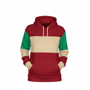 Custom LOGO Vintage Red Green Beige Color Block Pullover Hoodie Soft <b>Fleece</b> 100% Cotton Eco-Friendly Winter <b>Sweatshirt</b> for - Product Image 1