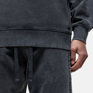 Conjunto Deportivo de 2 Piezas para Hombre, Sudadera con Cuello Redondo y Pantalones Acampanados, Color Sólido con Estampado de Letras, 100% Algodón, Corte Holgado, Estilo Urbano - Product Image 5
