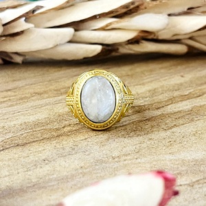 Anillo Boho de Piedra Lunar de Alta Calidad, Joyería Boho de Latón para Mujer, Chapado en Oro de 18k, Anillo Tribal Vintage para Venta al por Mayor/OEM/ODM - Product Image 6
