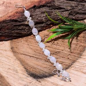 Rainbow Moonstone Bezel <b>Set</b> Bracelet Natural White Moonstone Handmade 925 Sterling Silver Jewelry Gift For Her - Product Image 6