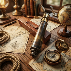 Télescope marin antique en laiton avec boîte en cuir marron de qualité supérieure | Cadeau nautique de navigation au design Art Déco pour la retraite - Product Image 3