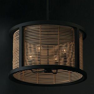 Modern Circular Hanging <b>Lantern</b> Light Metal Frame With <b>Rattan</b> For Home Restaurants Bars And Hotels - Product Image 1