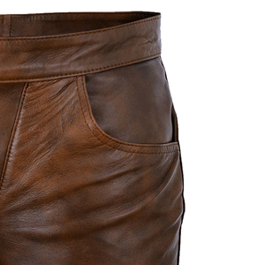 PIHA SPORTS Pantalon de motard pour homme en cuir véritable marron, coupe slim, coupe-vent, séchage rapide, style streetwear, hiver - Product Image 5