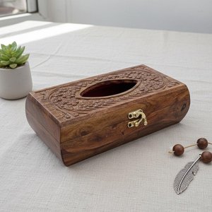 Boîte de rangement élégante en bois pour serviettes en papier, pour table à manger, cuisine, maison, hôtel et café - Product Image 4