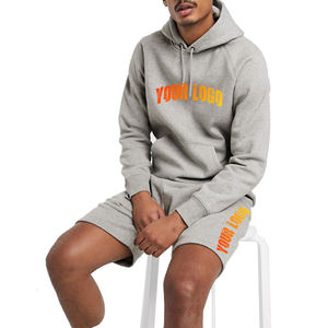 New Arrivals Custom Printed Solid Men's Hoodie Shorts <b>Set</b> 100% Cotton Eco-Friendly Breathable summer <b>sets</b> - Product Image 4