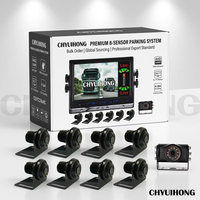 Sistema de Sensores de Estacionamiento para Camiones de 7 Pulgadas y 8 Sensores con Cámara de Respaldo AHD de 1080P y Visión Nocturna de 18 LED para Remolques de Autobuses Pesados