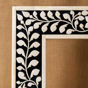 Hand Crafted Mother of Pearl Inlay Picture <b>Frame</b>: <b>Black</b> Floral Bohemian Photo <b>Frame</b> - Product Image 3