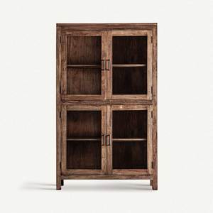 Modern Durable Solid Mango Wood Display Cabinet with Glass Doors and Iron Handles Home Furniture <b>Storage</b> Unit - Product Image 2