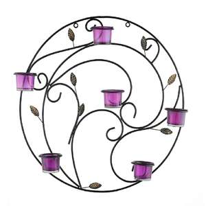 ที่แขวนผนังโลหะสำหรับใส่เทียนทีไลท์พร้อมถ้วยเหล็กดัดทรงกลมสำหรับตกแต่งบ้านในเทศกาลดิวาลีและห้องนั่งเล่น - Product Image 1