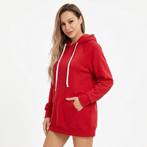 <b>Women's</b> <b>Longline</b> Hoodie Custom Logo Heavyweight <b>Fleece</b> Sweatshirt Casual Streetwear Wholesale Clothing Supplier - Product Image 1