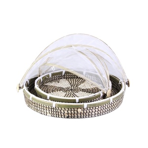 Juego de cubreplatos para comida, bandeja redonda para algas marinas, antipolvo, varias texturas - Product Image 1