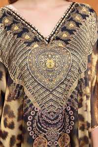 Hot Sale Designer Turkish Style <b>Kaftan</b> Kurta Women Polyester Handmade Batwing Sleeves Regular Fit Flared Hem Ramadan Breathable - Product Image 2