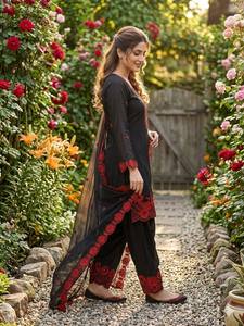 NUEVO MODELO DE ESTA TEMPORADA: VESTIDO SALWARA Farsi con TIRAS EMBOSADAS y DUPATTA para FIESTA, DE SECADO RÁPIDO - Product Image 3
