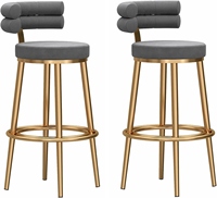 Ensemble de 2 chaises de bar pour petit-déjeuner en cuir PU, hauteur réglable 65cm/75cm, style moderne et luxueux, couleur personnalisable, design contemporain