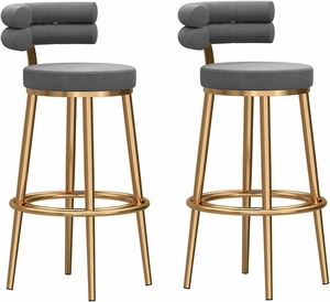 Breakfast <b>Bar</b> Chairs Set 2 PU Leather <b>Adjustable</b> Counter <b>Height</b> 65cm/75cm Modern Dining <b>Stool</b> Metal Frame for Commercial Use - Product Image 1