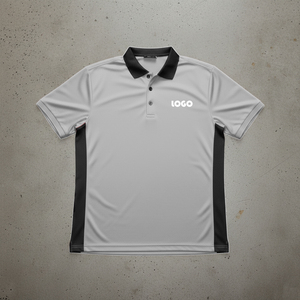 Men premium 200 GSM cotton polyester pique <b>polo</b> <b>shirt</b> <b>Grey</b> with Black side panels custom screen print logo men's <b>Polo</b> <b>Shirt</b> - Product Image 2