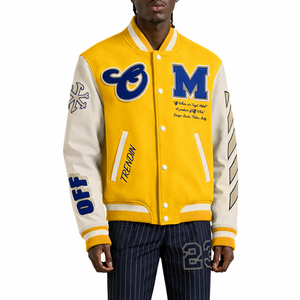 Factory Price Custom Women's 100% <b>Wool</b> Chenille Embroidery Letterman Baseball Varsity Cropped Jacket Streetwear Style - Product Image 3