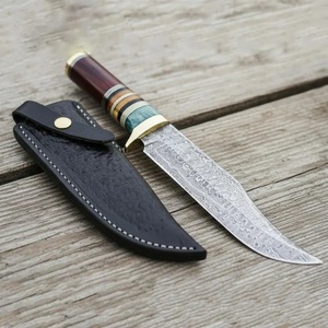 Cuchillo Bowie de Acero de Damasco Hecho a Mano con Mango de Madera, Cuchillo de Hoja Fija para Caza y Camping, Proveedor Mayorista, Regalo para Seres Queridos - Product Image 2