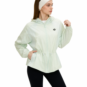 Custom Women Lightweight Hooded Windbreaker <b>Jacket</b> Adjustable Drawstring Waist UV Protection Outerwear OEM <b>jacket</b> for <b>men</b> - Product Image 5