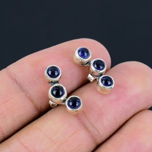 Natural Black Onyx Smooth Round Shape Loose Gemstone Boho Style <b>Earrings</b> 925 Sterling Silver <b>Fine</b> Fashion Jewelry for Women - Product Image 3