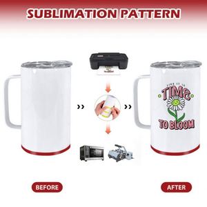 14oz Heat Transfer 304 Stainless Steel <b>Insulated</b> <b>Mug</b> for Hot/Cold Beverages Portable Car <b>Mug</b> with Handle - Product Image 2