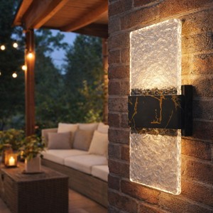 Lampe murale LED extérieure/intérieure CG-005B-2 avec abat-jour en acrylique à effet ondulé - Product Image 2
