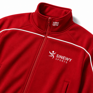 Ensemble de survêtement rouge SINEWY SPORTS, sweat-shirt à col montant entièrement zippé et pantalon, polyester respirant, style sportif d'automne pour adultes - Product Image 4