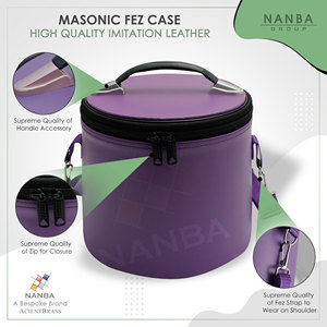 Estuche para Gorra Masónica de Lujo Bordada a Máquina NANBA GROUP, Imitación de Cuero, Cierre de Cremallera, Caja de Almacenamiento Ligera | - Product Image 3