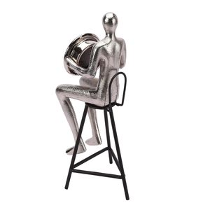 Horloge de bureau décorative artistique avec mouvement à quartz, fonction alarme et snooze, design traditionnel, statue homme, pour table ou bureau - Product Image 4
