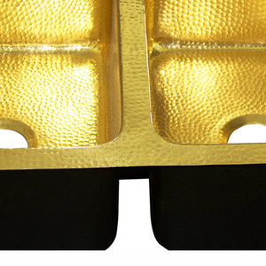 Fregadero de cocina de diseño tradicional con doble cubeta, acabado brillante en latón pulido, para cocina moderna. - Product Image 6