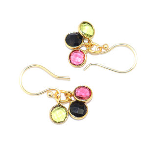 Pendientes Colgantes de Moda con Tres Piedras de Cuarzo Hidrotermal, Chapados en Oro de 22K, para Fiestas, para Chicas y Mujeres, Joyería Hecha a Mano, Venta al Por Mayor - Product Image 3