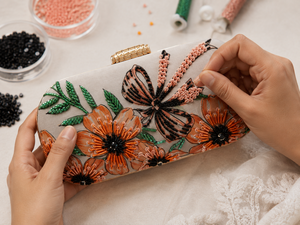 Pochette en velours brodée de perles tribales bohèmes pour femmes |   Mode artisanale décontractée pour mariage et fête |   Personnalisable Haute Qualité - Product Image 5