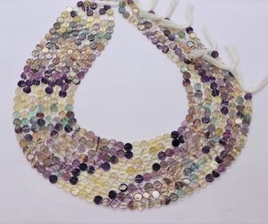 Perles de fluorite naturelle multicolores lisses en forme de pièce de monnaie 6-6,5 MM, perles de pierre précieuse de fluorite, 15 pouces, perles de fluorite simples en forme de pièce de monnaie pour la fabrication de bijoux - Product Image 5