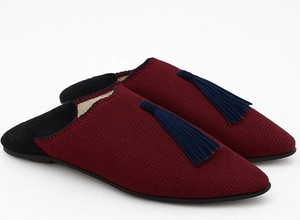 Burgundy Tasselled Moccasin <b>Slippers</b> for Women - Product Image 2